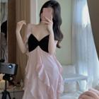 Spaghetti Strap Ruffled Paneled Midi A-line Dress