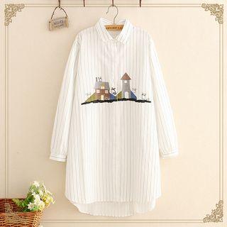 House Embroidered Long-sleeve Shirt