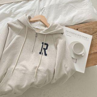 Quarter-zip Letter Hoodie