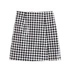 Checkerboard Faux Leather Mini A-line Skirt