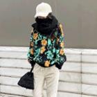 Floral Patterned Sweater Green - One Size