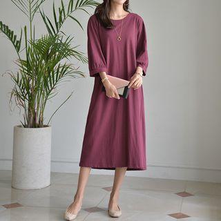 Balloon-sleeve Tie-back Dress