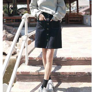 Pocket Detail Denim Skirt