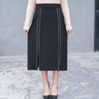 Studded Slit-front Midi Skirt
