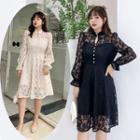Lace Cut-out Long-sleeve Dress