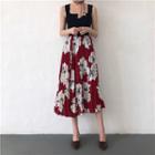Floral Printed Chiffon Skirt + Tank Top