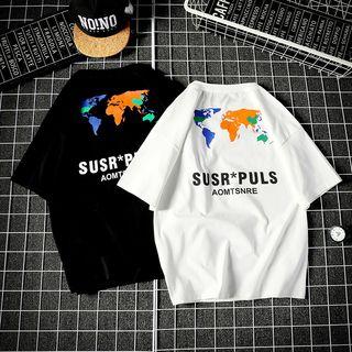 Map Print Short-sleeve T-shirt