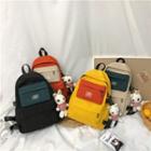 Rabbit Charm Color Panel Nylon Backpack