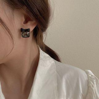 Bow Stud Earring 1 Pair - Black - One Size