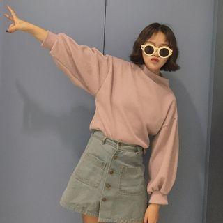 Long-sleeve Mock Neck Sweatshirt