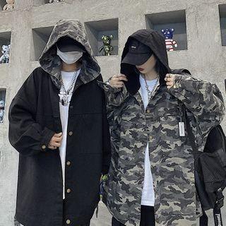 Couple Matching Camo Print Hooded Jacket