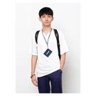 Cutout-neckline Elbow-sleeve T-shirt