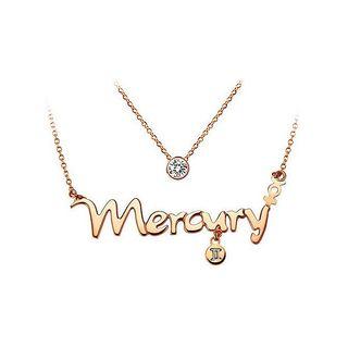 Twelve Horoscope Gemini Stainless Steel Necklace With White Austrian Element Crystal