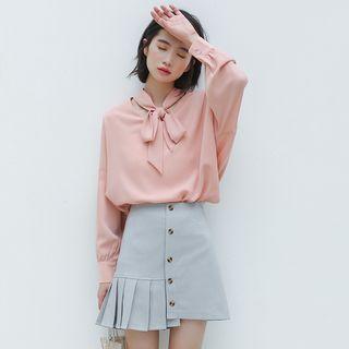 Bow Neck Shirt Pink - One Size