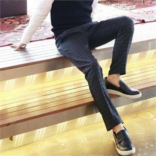 Graph-check Tapered Dress Pants