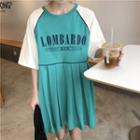 Short Sleeve Color-block Printed Dress