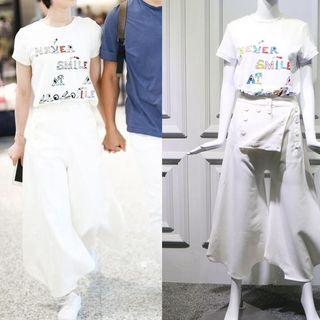 Set: T-shirt + Buttoned Wide-leg Pants