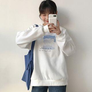 Cloud Print Pullover White - One Size