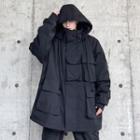 Hooded Zip-up Cargo Coat
