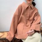 Button Wool Coat Cinnamon Pink - One Size