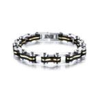 Fashion And Elegant Black Gold Bicycle Chain 316l Stainless Steel Bracelet Silver - One Size