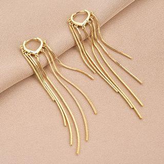 Fringed Earring 1 Pair - Qr-249 - Gold - One Size