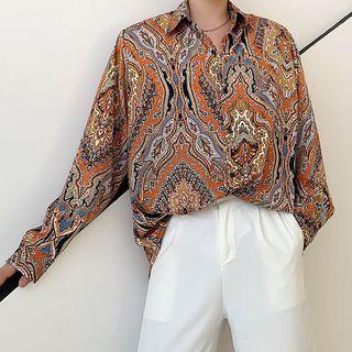 Long-sleeve Pattern Print Shirt