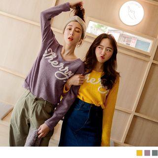 Letter Embroidered Knitted Top