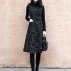 Turtleneck Long-sleeve T-shirt / Plaid Sleeveless A-line Dress