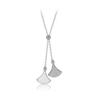 925 Sterling Silver Miniature Skirt Skirt Necklace With Austrian Element Crystal Silver - One Size