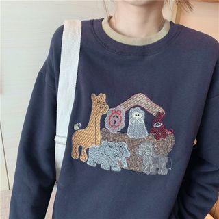 Long-sleeve Animal Embroidered Sweatshirt
