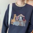 Long-sleeve Animal Embroidered Sweatshirt