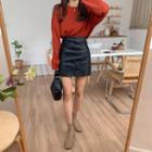 Inset Shorts Faux-leather Skirt