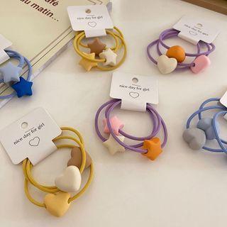 Set Of 3: Star / Heart Hair Tie