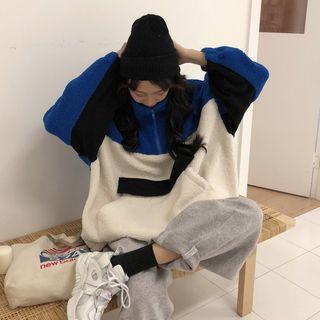 Color Block Fleece Pullover / Plain Sweatpants