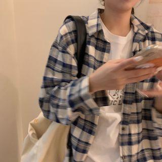 Plaid Shirt Black & Almond - One Size