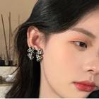 Bow Checker Alloy Earring 1 Pair - Black & White - One Size