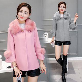 Furry Trim Woolen Coat