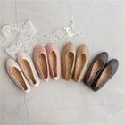 Oval-toe Openwork Woven Flats