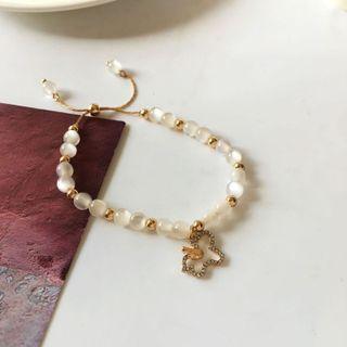 Unicorn Faux Cat Eye Stone Alloy Bracelet 1 Pc - Bracelet - Gold & White - One Size