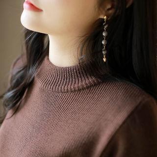 Mock-neck Wool Blend Knit Bodycon Dress