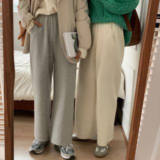 Band-waist Napped Knit Pants