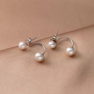 Faux Pearl Stud Earring 1 Pair - S925 Silver - Silver - One Size