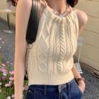 Sleeveless Cable Knit Top Almond - One Size