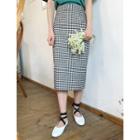 Gingham Midi Pencil Skirt