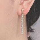Rhinestone Bar Drop Earring / Clip-on Dangle Earring