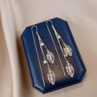 Leaf Faux Cat Eye Stone Alloy Dangle Earring 1 Pair - Gold - One Size