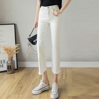 High-waist Sheath Trim Jeans