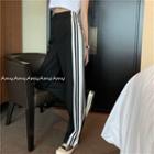 Striped High-waist Straight-cut Pants