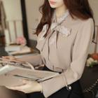 Lace Tie-neck Wide-cuff Shirt